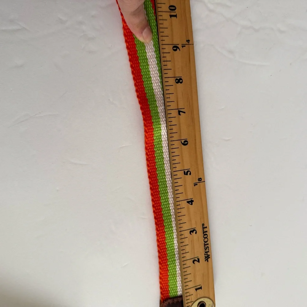 Vibrant Orange Green Striped Belt